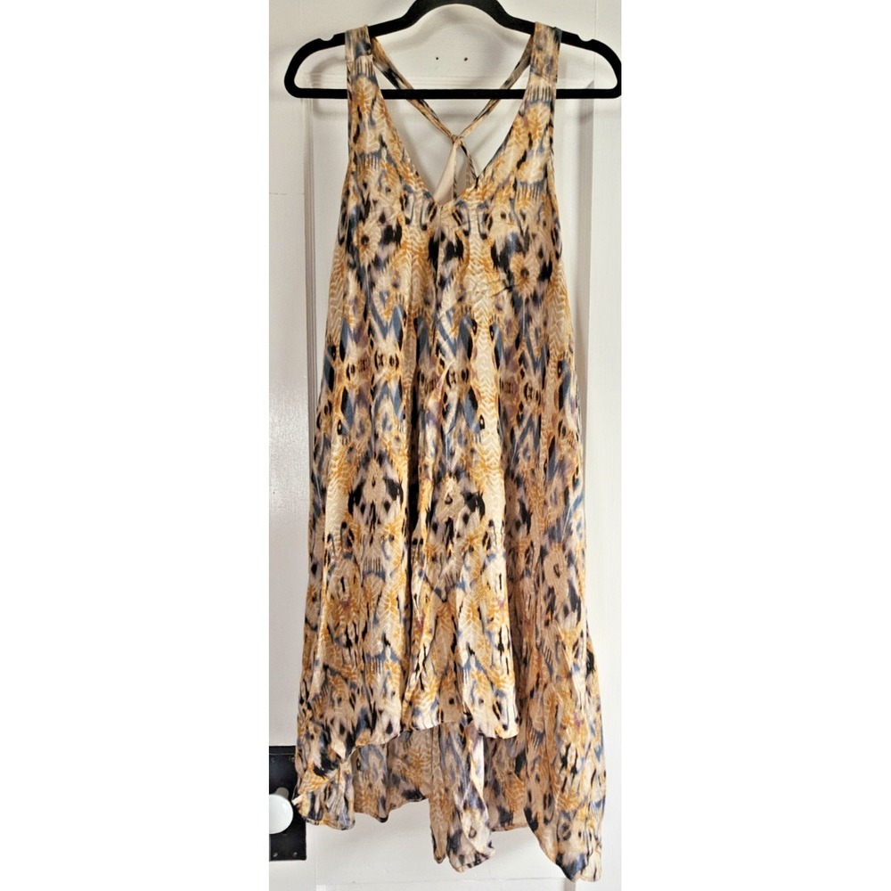 ecote womans XS flowy boho high low hem criss cross knotted back dress